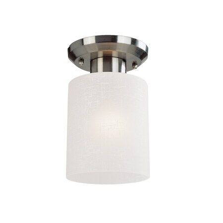 Z-Lite Cobalt 1 Light Flush Mount, Brushed Nickel & White Linen 152F-1
